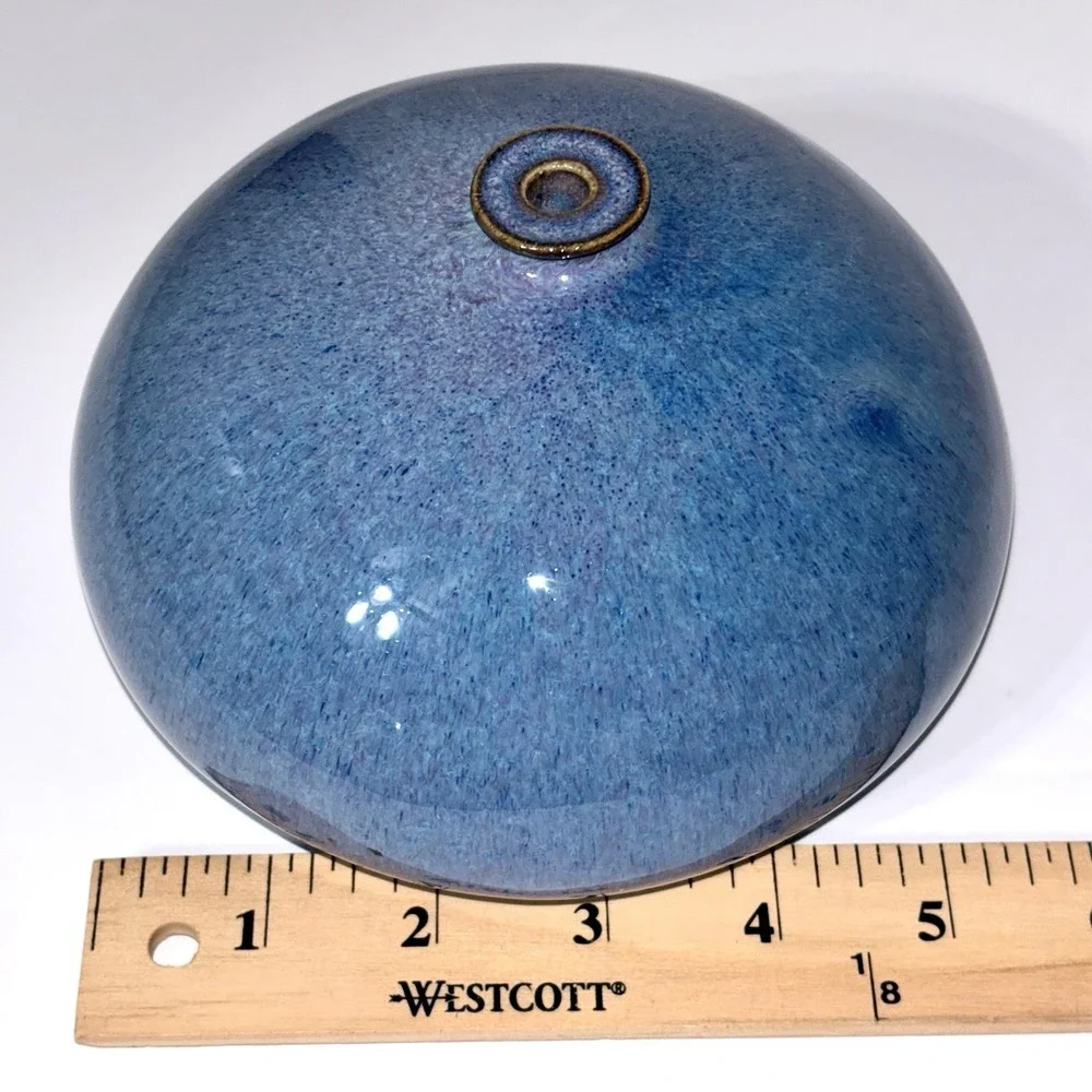 Studio Art Pottery Blue Purple Glazed Weed Pot Bud Vase Signed 5.5